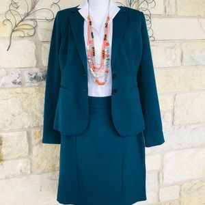 Teal Blue Skirt Suit